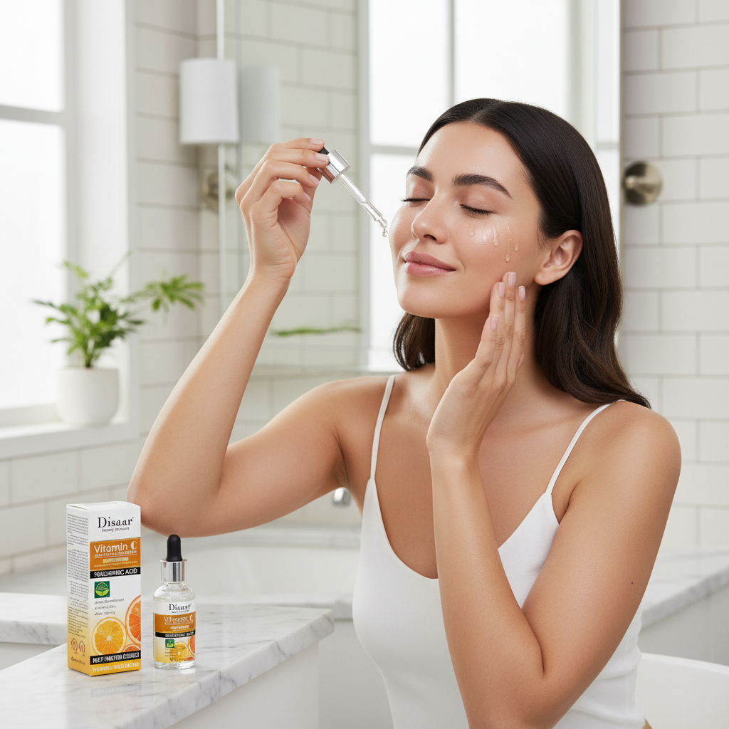Sérum Vitamina C con Ácido Hialurónico - Aplicación en rostro