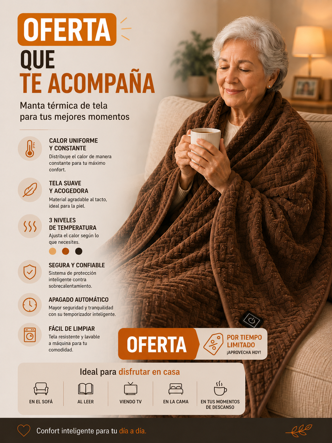 Manta Calefactora Eléctrica Carga USB